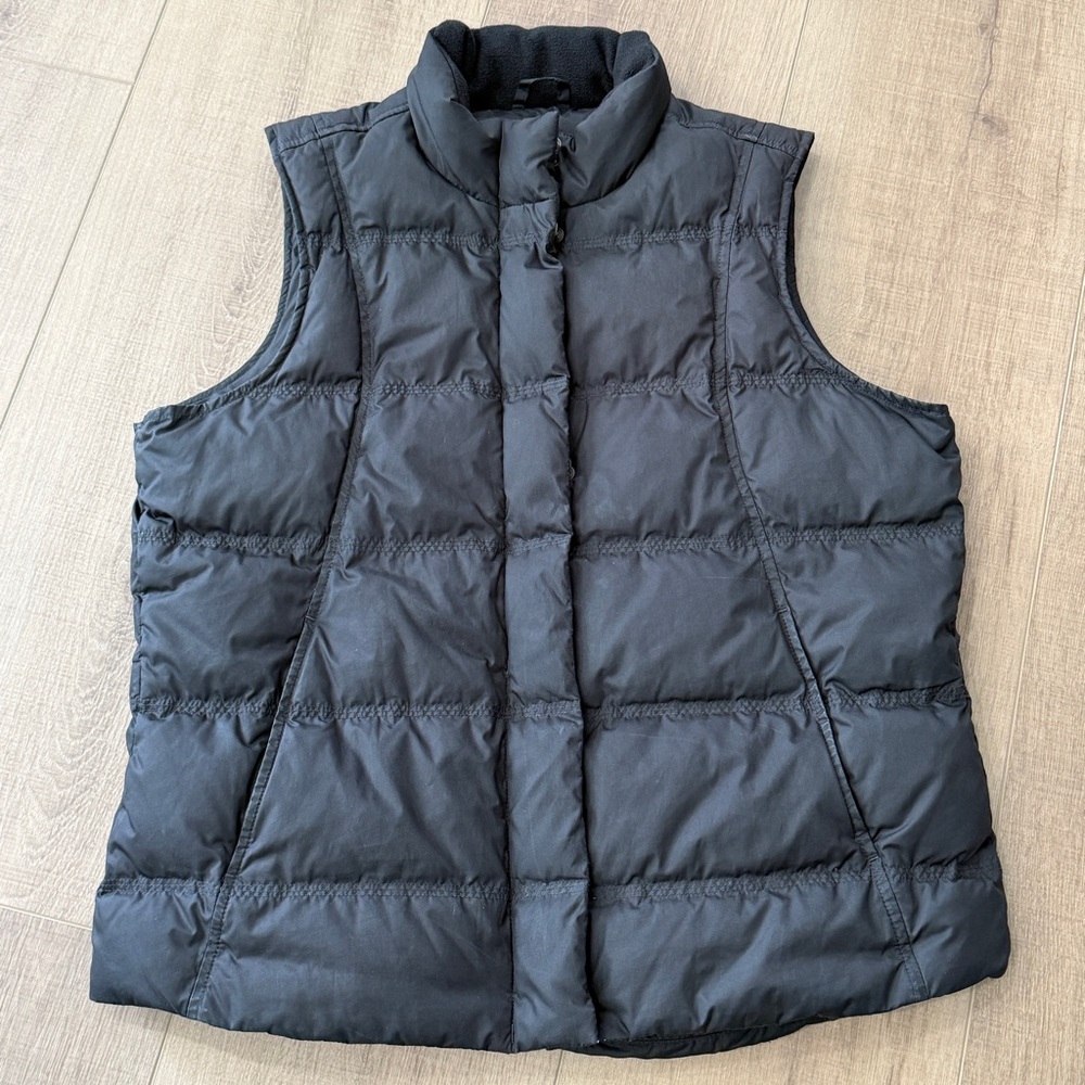 Eddie Bauer Black Vest Women Large Goose Down Quilted  Zip Puffer Style 4571 - Picture 2 of 15